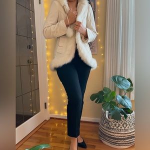 Vintage 2000s Era Moda Victoria’s Secret Wool & Faux Fur White Winter Coat